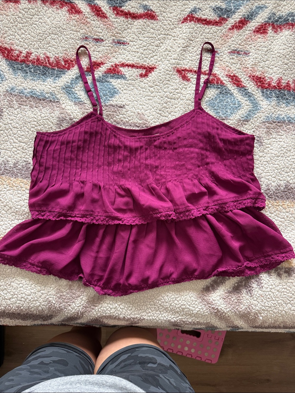 Ariat Magenta Ruffle Camisole Tank